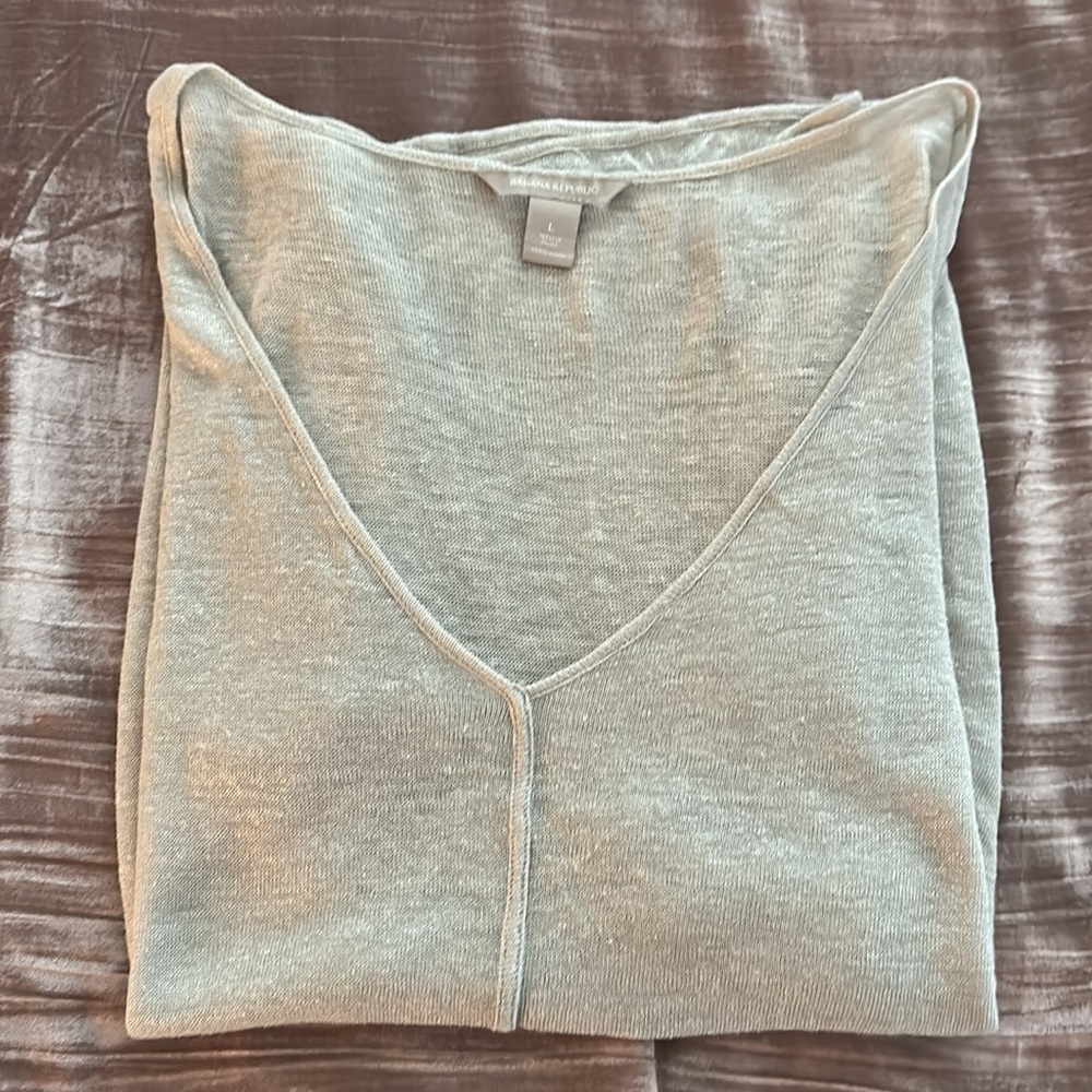 Banana Republic Silver Sparkle Linen Short Sleeve Tunic